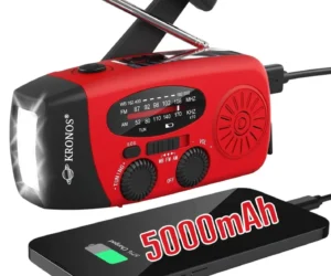 KRONOS Ραδιόφωνο Με Φακό, Δυναμό, Ηλιακό Πάνελ Και Powerbank 5000mah