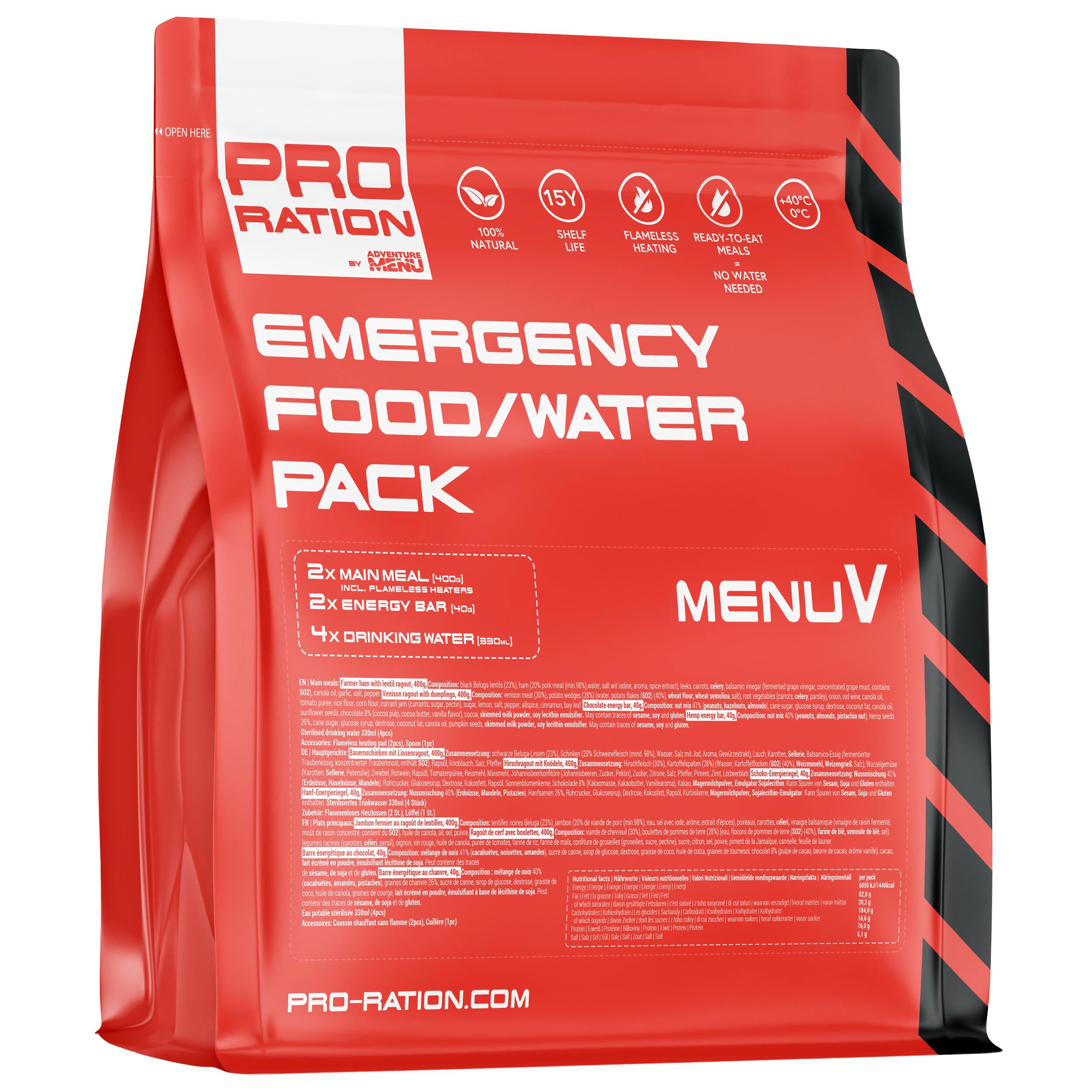 Pro Ration Emergency Food-Water Pack Menu 5 Λήξη σε 15 Ετη