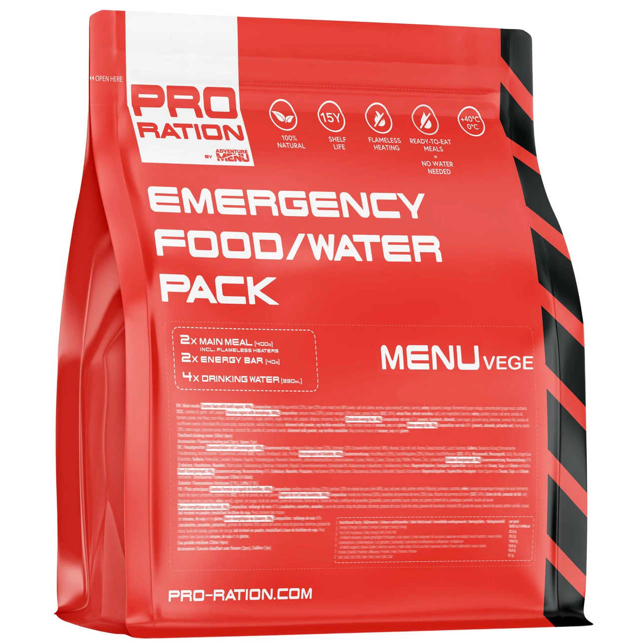 Pro Ration Emergency Food-Water Pack Menu VEGE Λήξη σε 15 Ετη