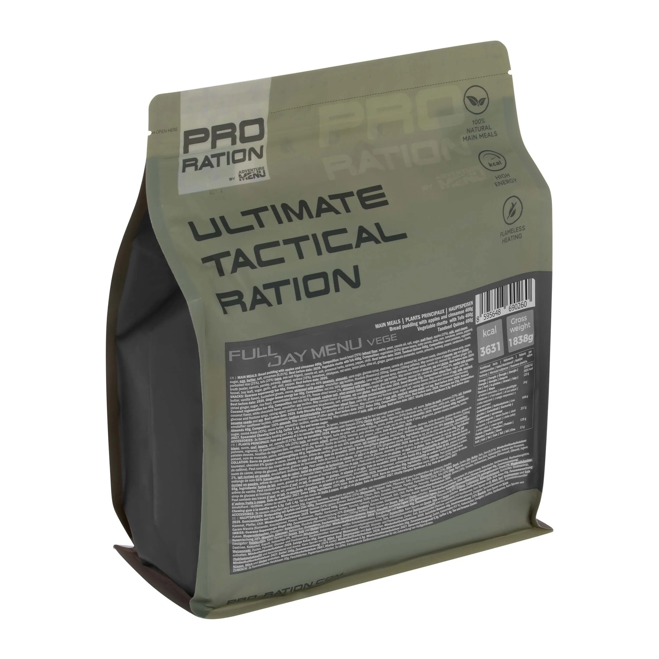Pro Ration Ultimate tactical ration Full-Day Menu Vege